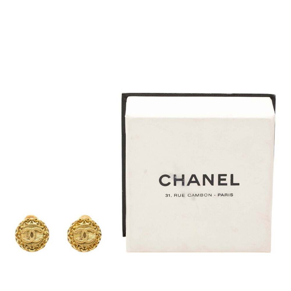 CHANEL Authentic Vintage Gold Logo Earrings - Picture 4 of 4